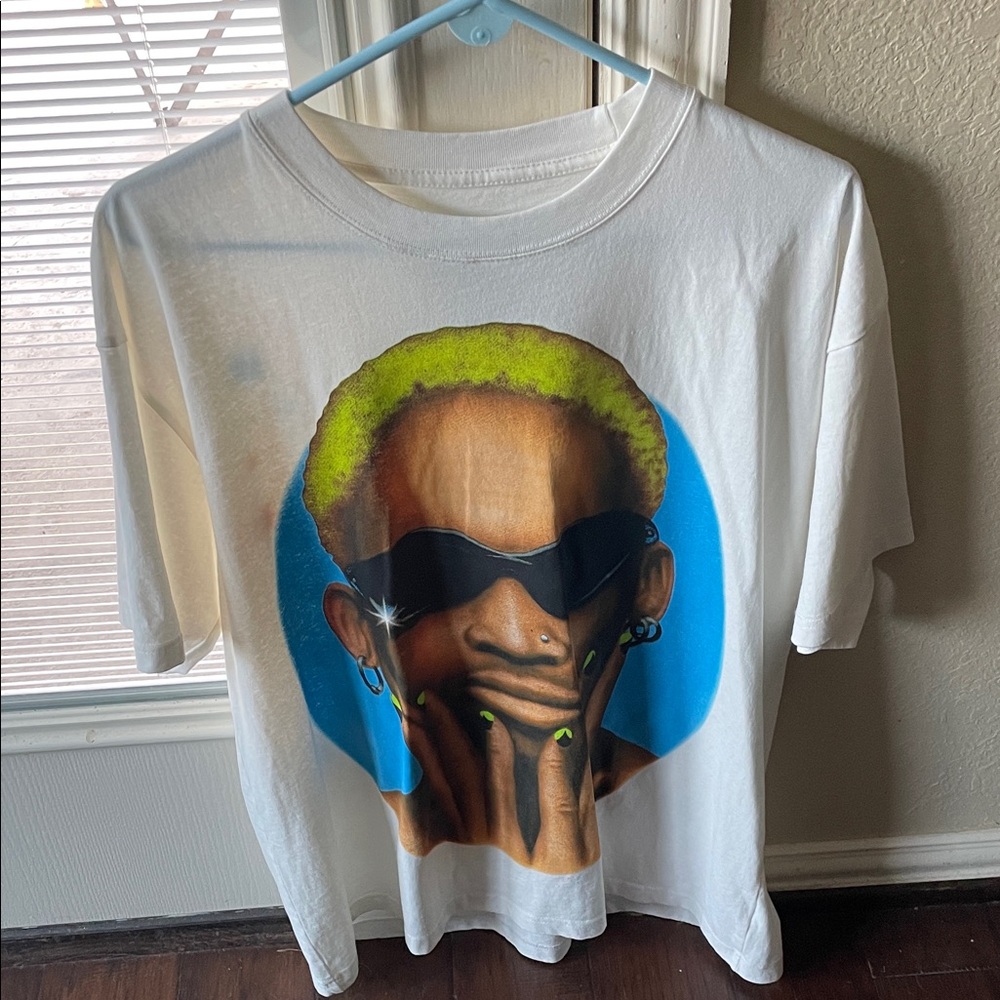Dennis Rodman White Graphic Tee unisex Size Large